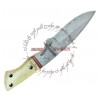 ARMY STYLE DAMASCUS STEEL KNIFE - FULL TANG SHARP FUNCTIONAL  LEATHER HOLSTER